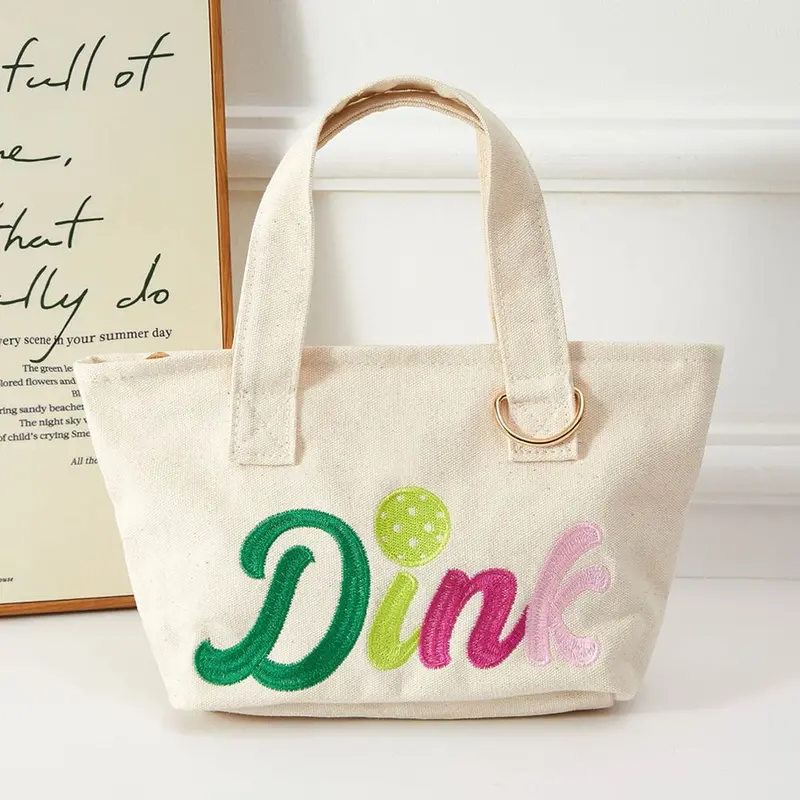 Dink Letter Embroidered Small Canvas Tote Bag 1