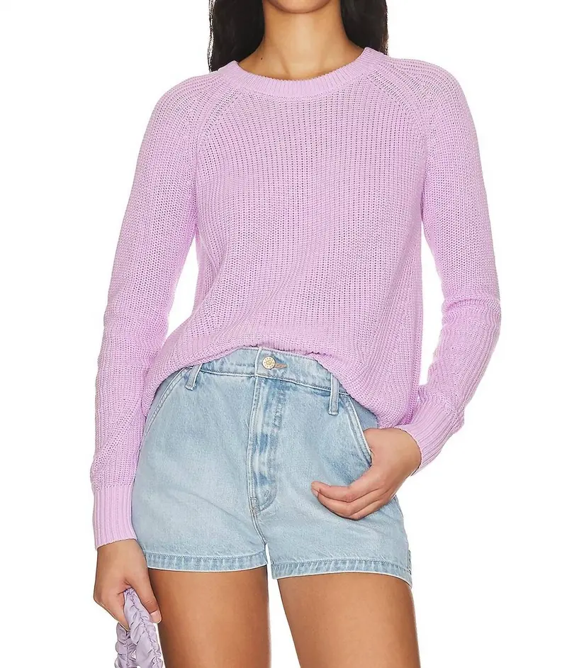 Disressed Scallop Shaker Sweater In Primrose 1