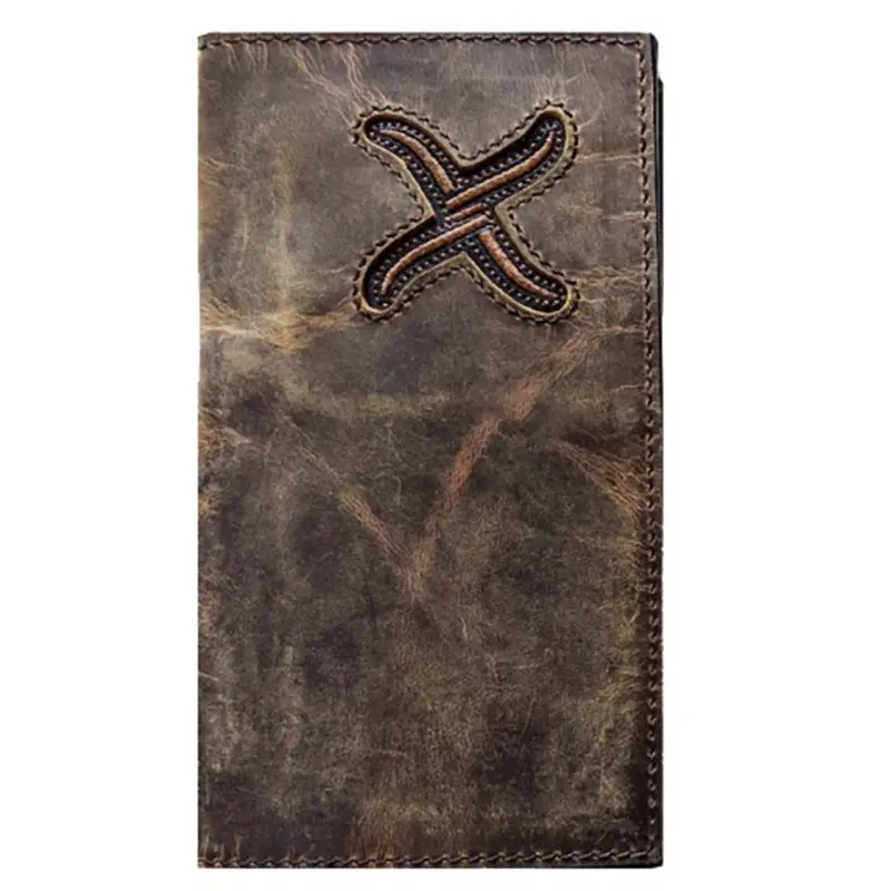 Distressed X Logo Rodeo Wallet In Brown Bomber 1