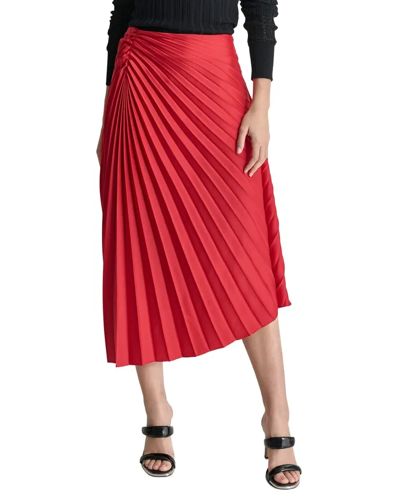 Dkny Asymmetrical Pleated Satin Skirt 1