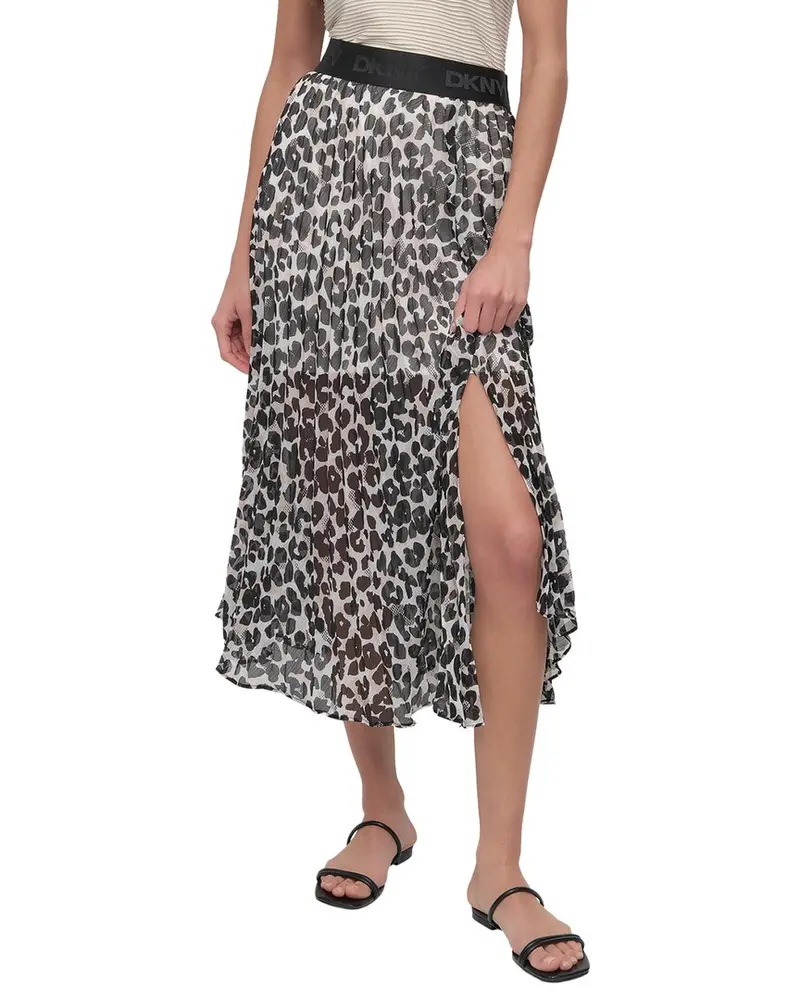 Dkny Asymmetrical Print Chiffon Midi Skirt 1
