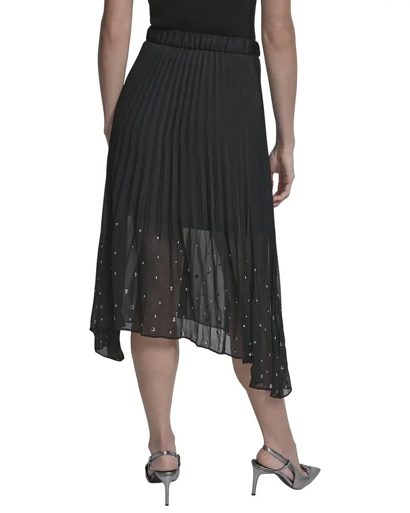 Dkny Chiffon Studded Linen Midi Skirt 2