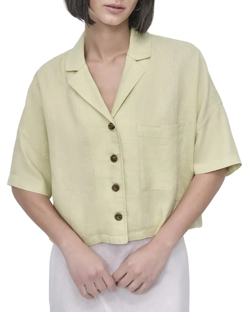 Dkny Convertible Collar Linen Shirt 1
