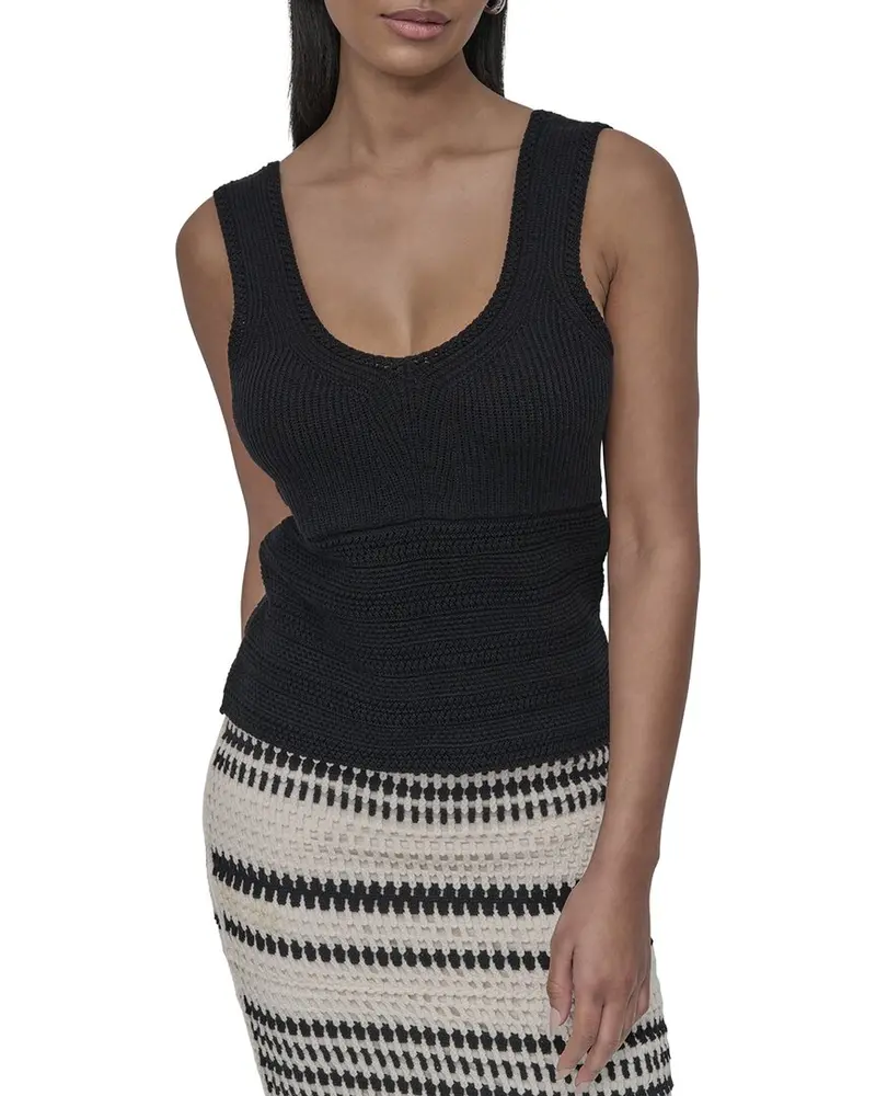 Dkny Cotton V-Neck Crochet Sweater 1