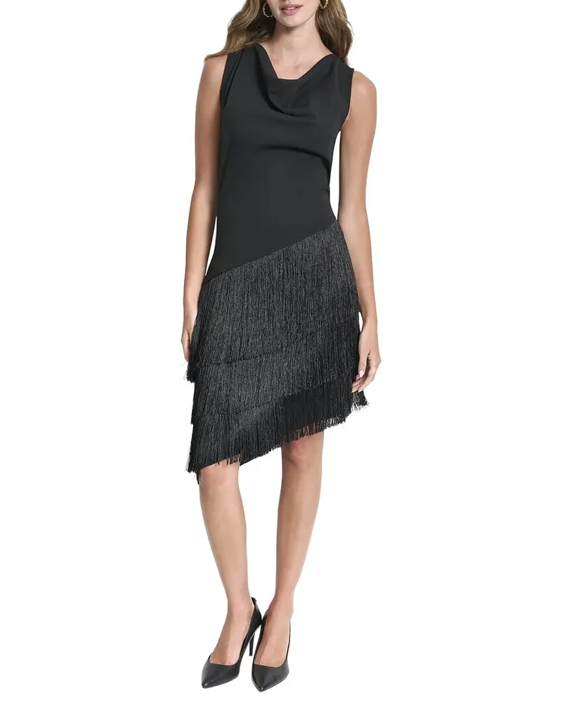Dkny Cowl Neck Tier Front Dress 1