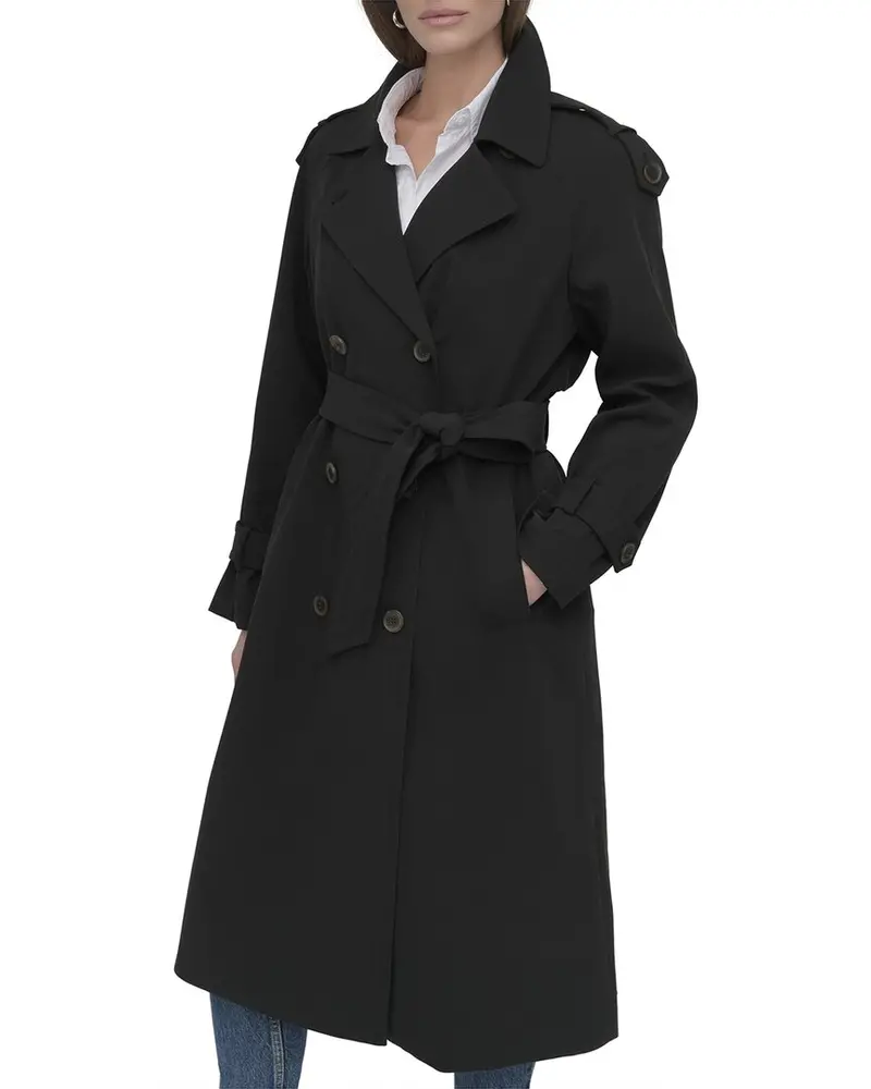 Dkny Double-Breasted Rain Trench Coat 1