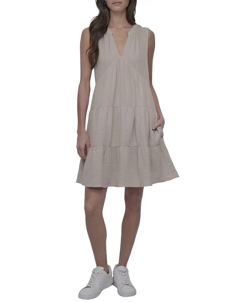 Dkny Double Crepe Gauze Tiered Dress 1