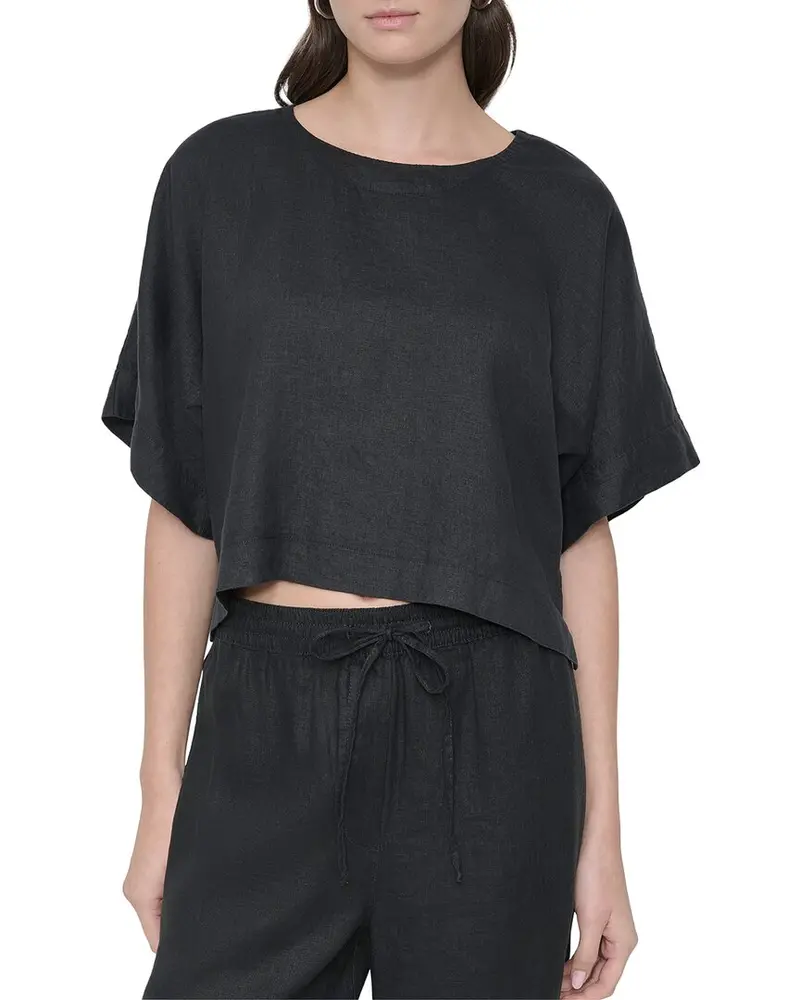 Dkny Drop Shoulder Linen Top 1