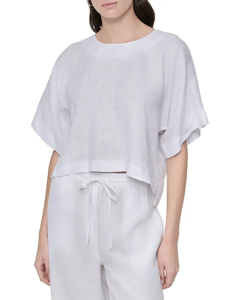 Dkny Drop Shoulder Linen Top 1