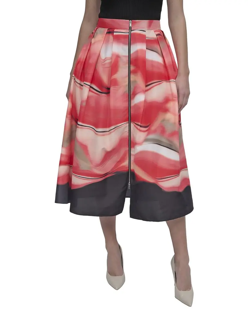 Dkny Front Zip Border Print Skirt 1