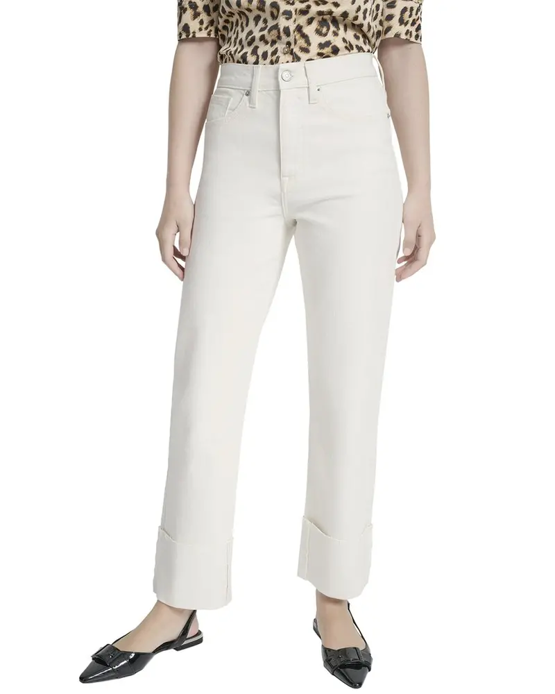 Dkny High Rise Ecru Relaxed Straight Jean 1