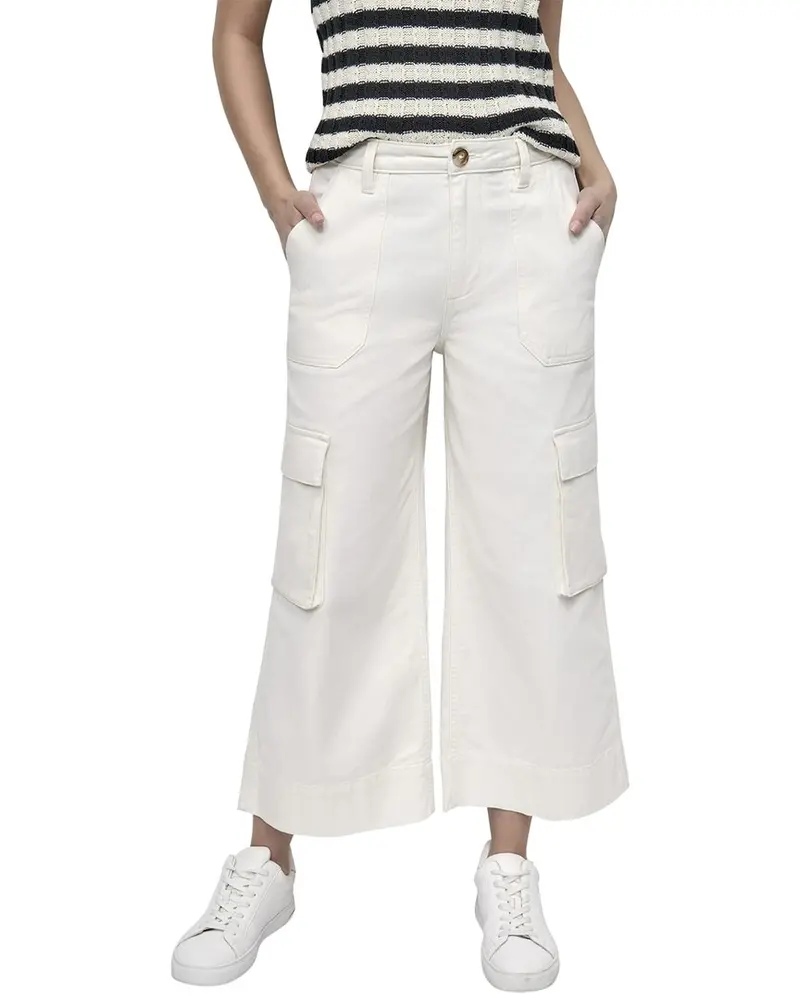 Dkny High Rise Ecru Wide Leg Stretch Jean 1