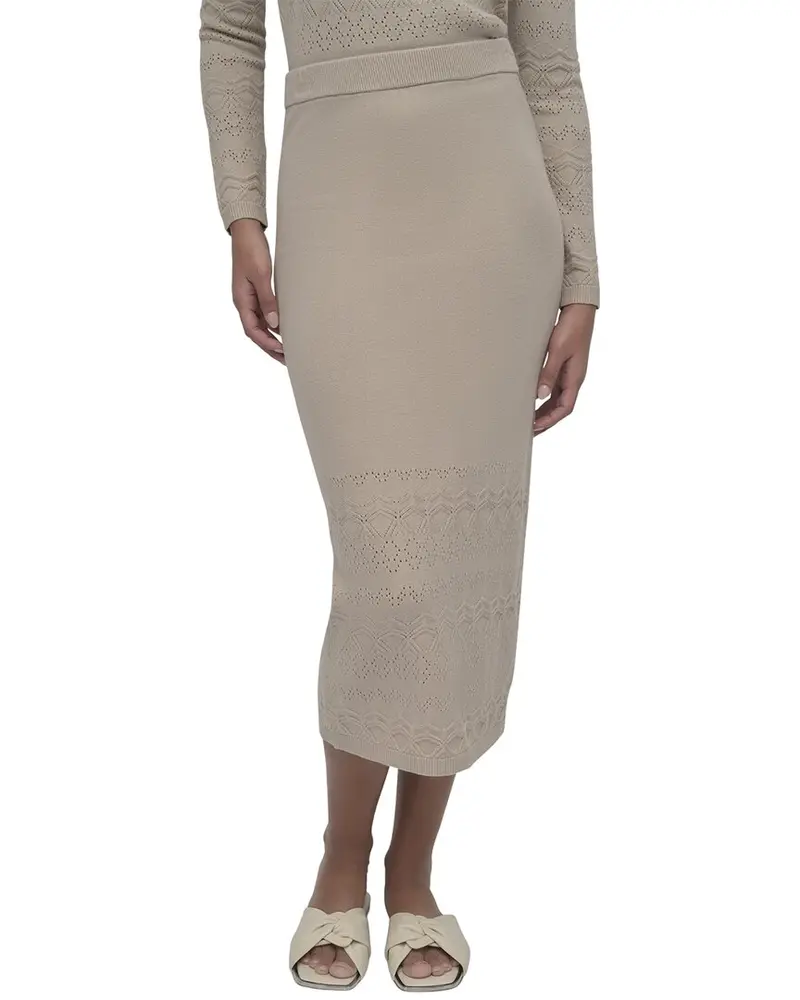 Dkny Lacey Stitch Midi Skirt With Side Slit 1