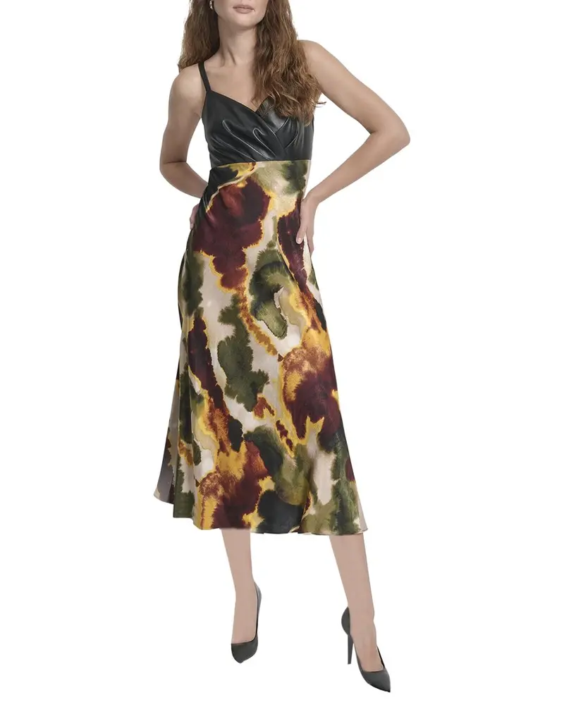 Dkny Mix Media Printed Midi Dress 1