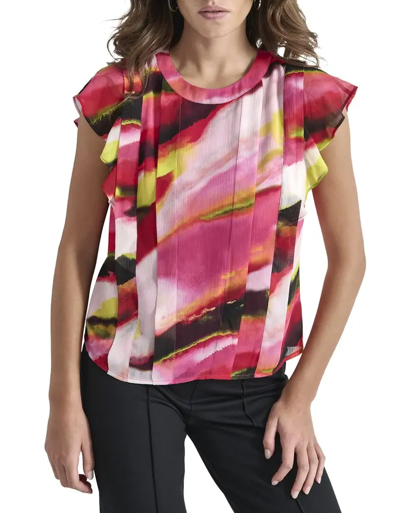Dkny Paneled Printed Chiffon Top 1