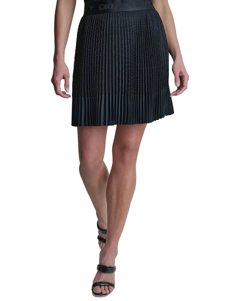 Dkny Pleated Mix Media Mini Skirt 1