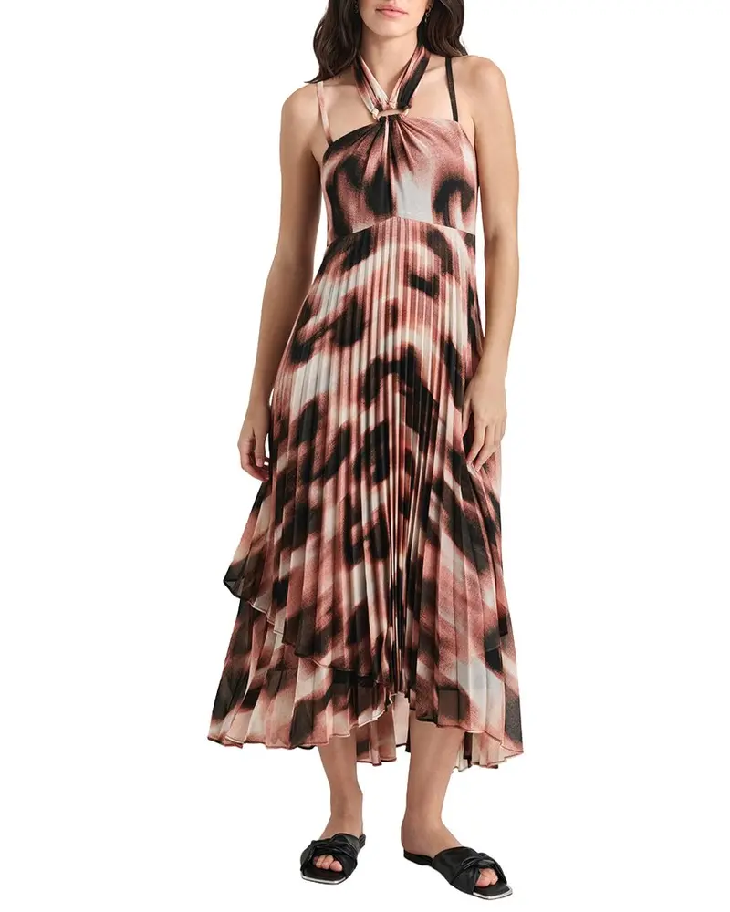 Dkny Print Chiffon Pleated Midi Dress 1