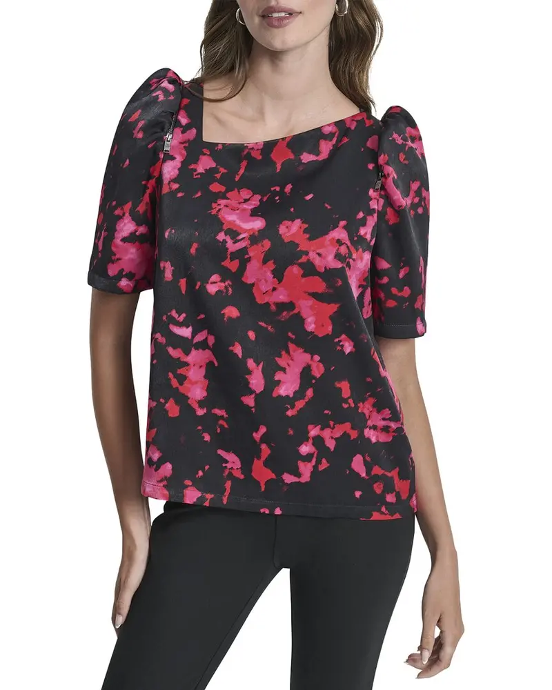 Dkny Print Zip Shoulder Blouse 1
