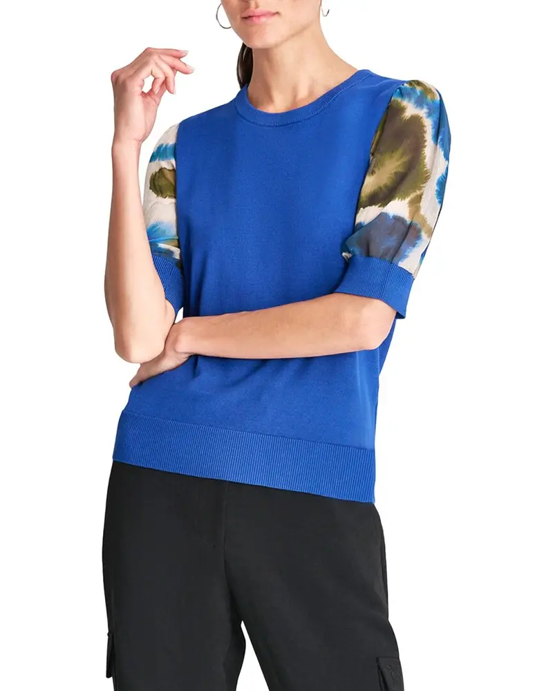 Dkny Printed Crinkle Chiffon Blouse 1