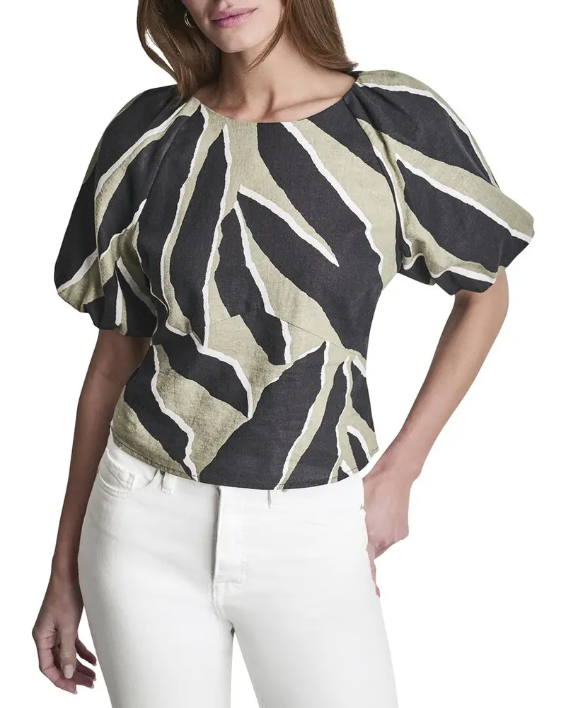 Dkny Puff Sleeve Printed Top 1