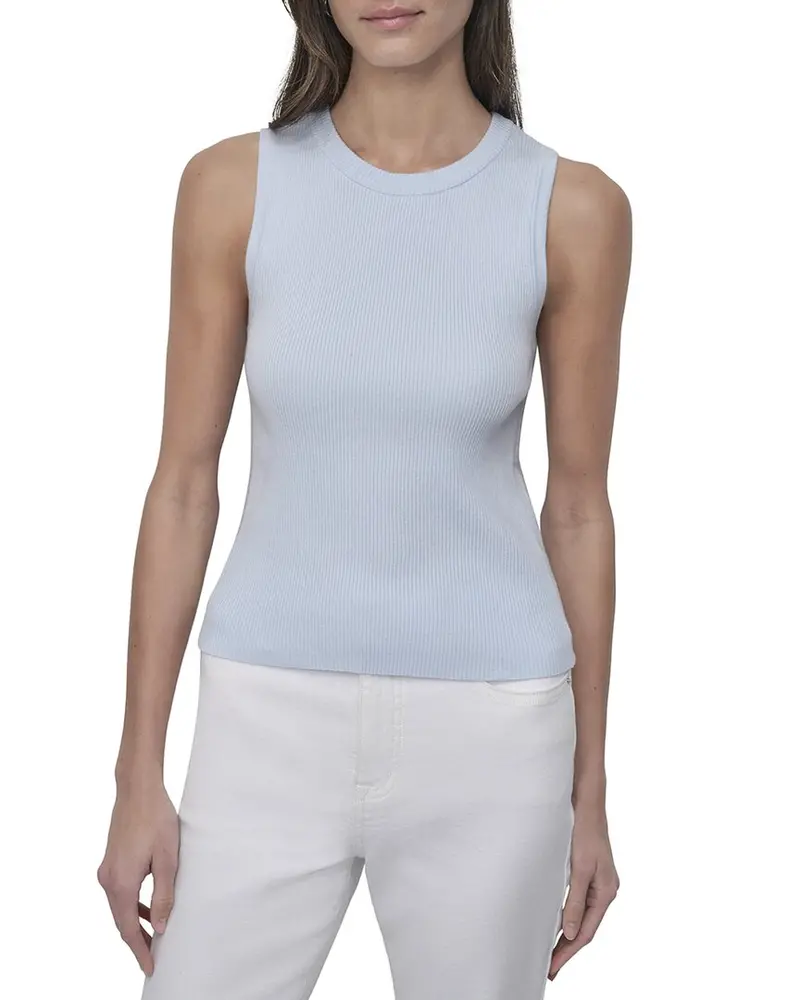Dkny Side Logo Trim Rib Crew Neck Top 1
