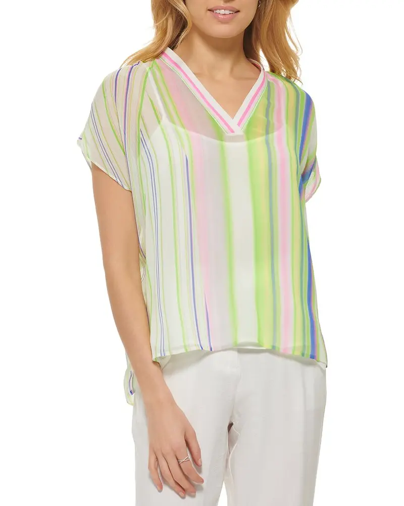 Dkny Striped V-Neck Shirt 1