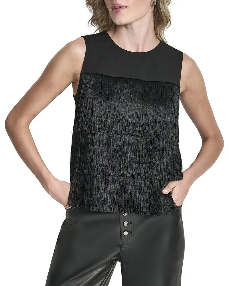 Dkny Tiered Fringe Blouse 1
