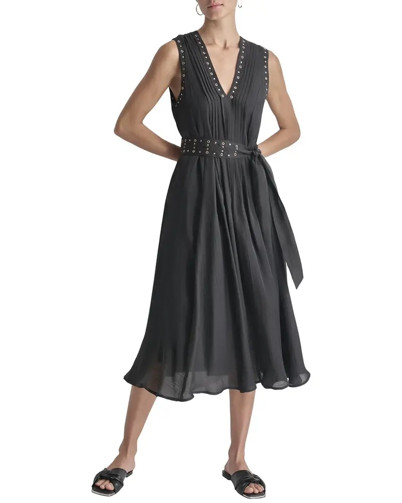 Dkny V-Neck Drapey Organza Dress 1