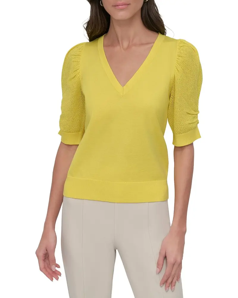 Dkny V-Neck Twist Sleeve Top 1