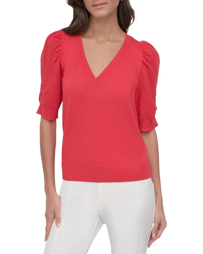 Dkny V-Neck Twist Sleeve Top 1
