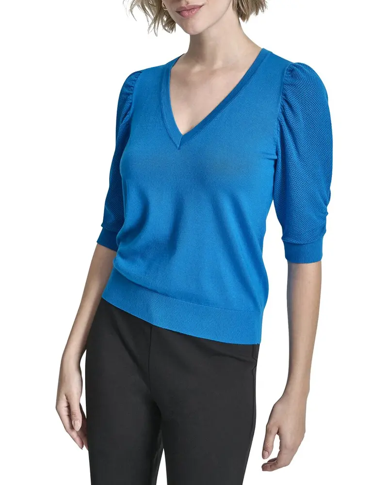 Dkny V-Neck Twist Sleeve Top 1