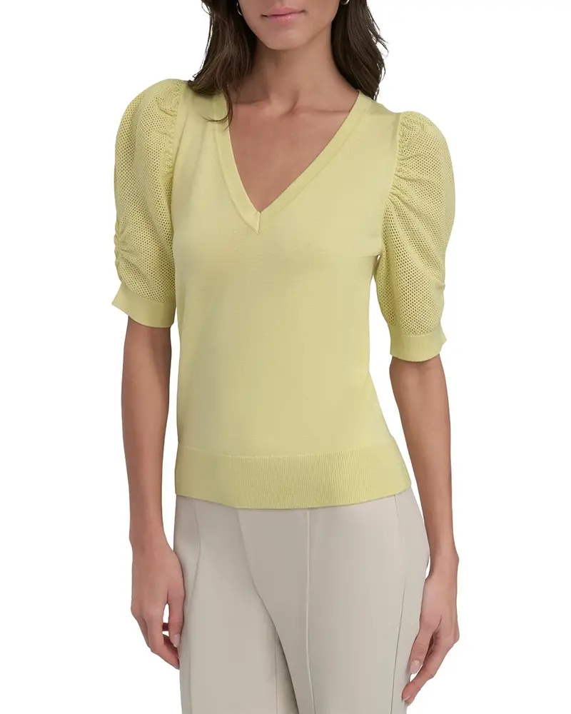 Dkny V-Neck Twist Sleeve Top 1
