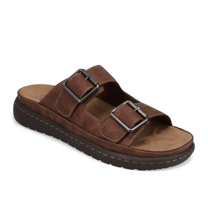 Dockers Mens Santorini Tumbled Full Grain Open Toe Buckle Sandal Slide 1