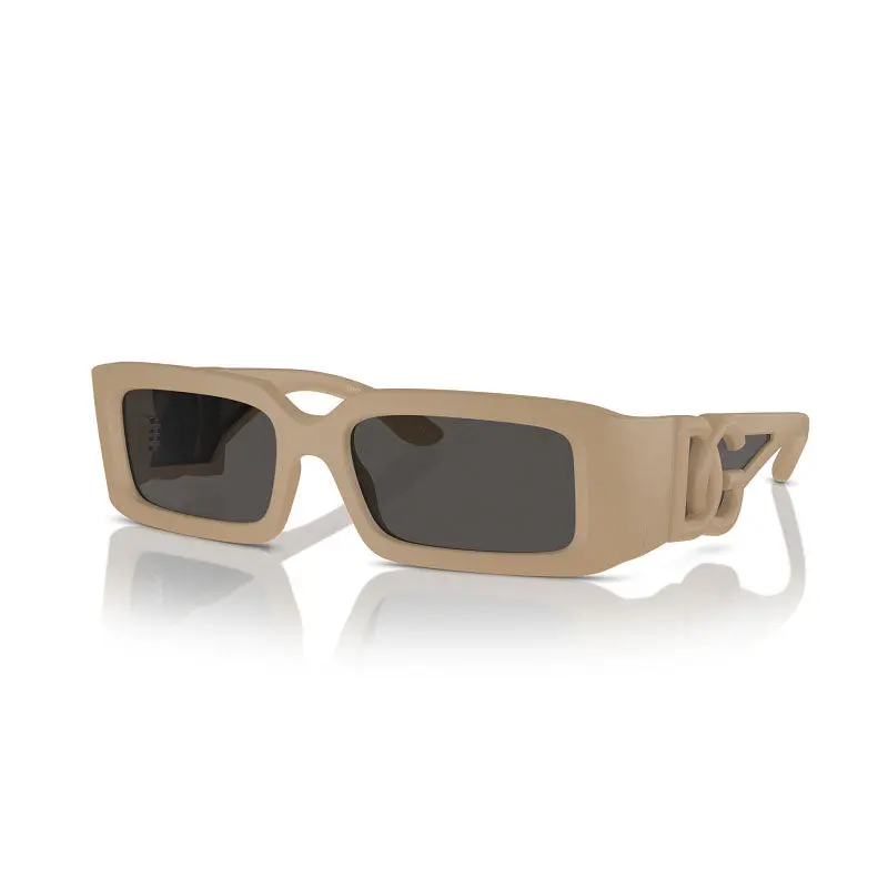 Dolce & Gabbana Sunglasses Rectangle Full Rim, Rubberized Beige Frame And Dark Grey Lens Dg6197329287 1