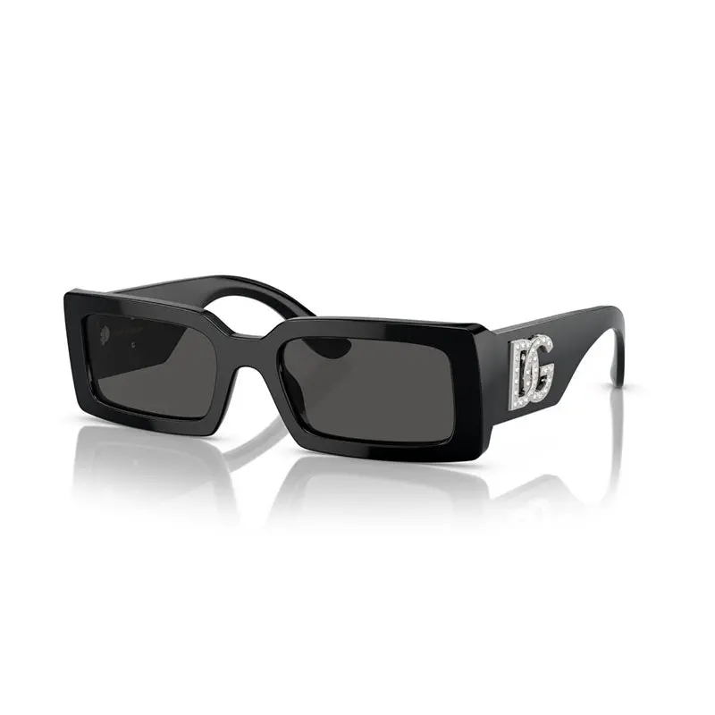 Dolce & Gabbana Sunglasses Rectangle Full Rim, Shiny Black Frame And Dark Grey Lens Dg4447b335587 1