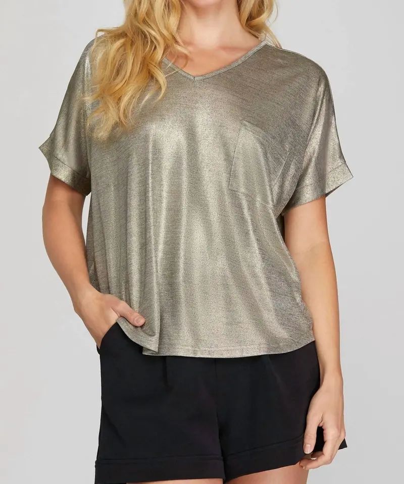 Dolman Sleeve Foil Tunic In Bronze 1
