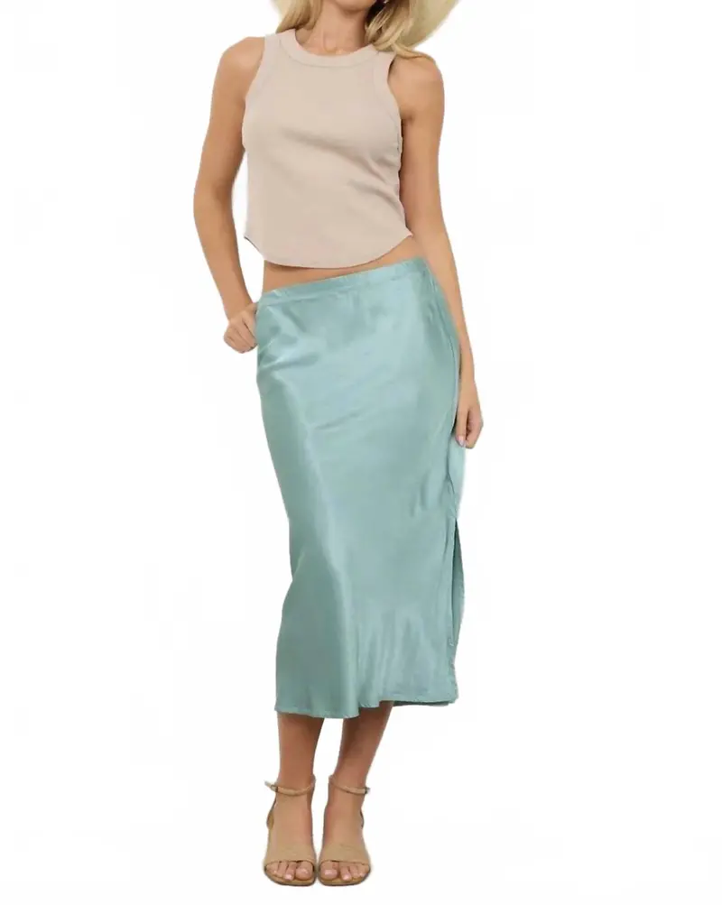 Doris Silky Slip Skirt In Desert Sage 1