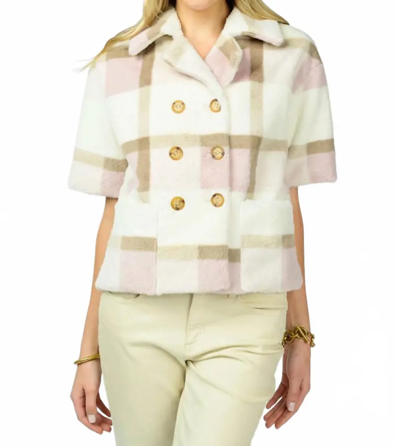 Double Button Fur Jacket In Ivory 1