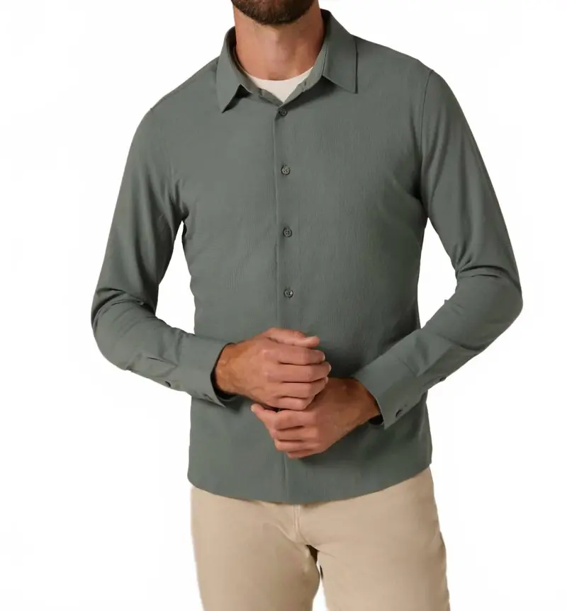 Drayton Long Sleeve Shirt Top In Basil 1