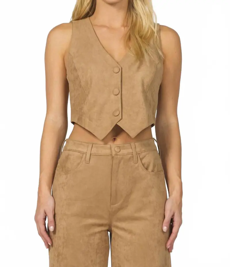 Drea Suede Vest In Toffee 1