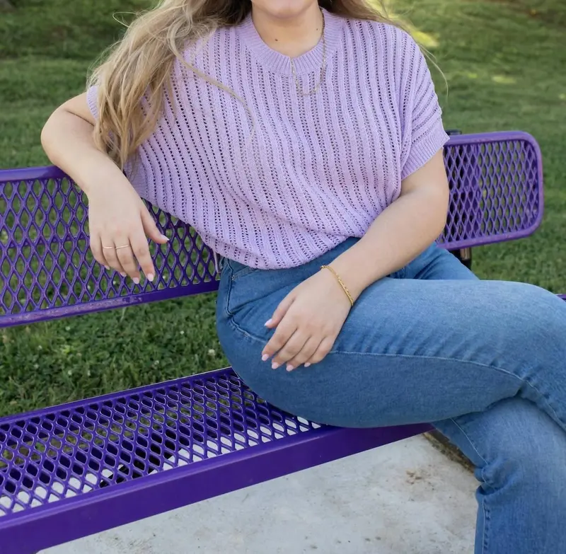 Dreams Knit Short Sleeve Top In Lavender 1