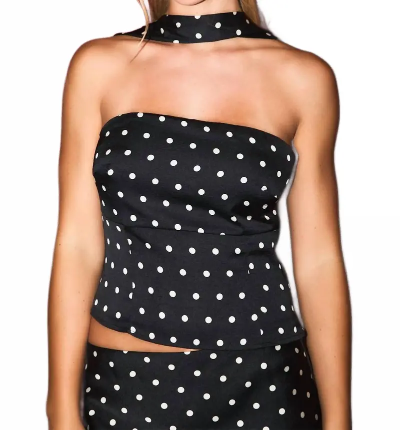 Dreamy Dot Corset Top In Black 1