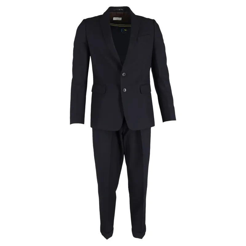 Dries Van Noten Blazer And Trousers Set In Navy Blue Wool 1