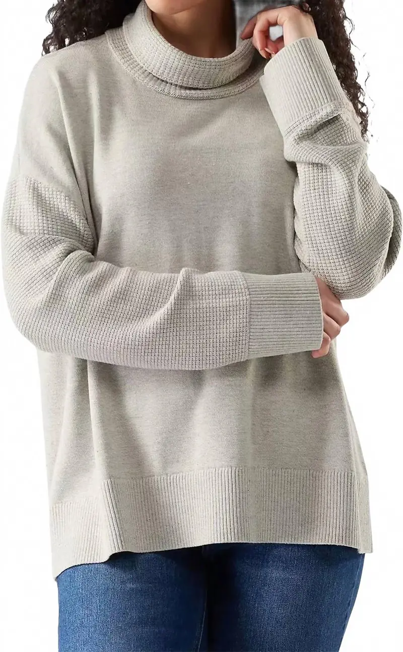 Edgewood Cowl Neck Sweater In Almond-Light Gray 1