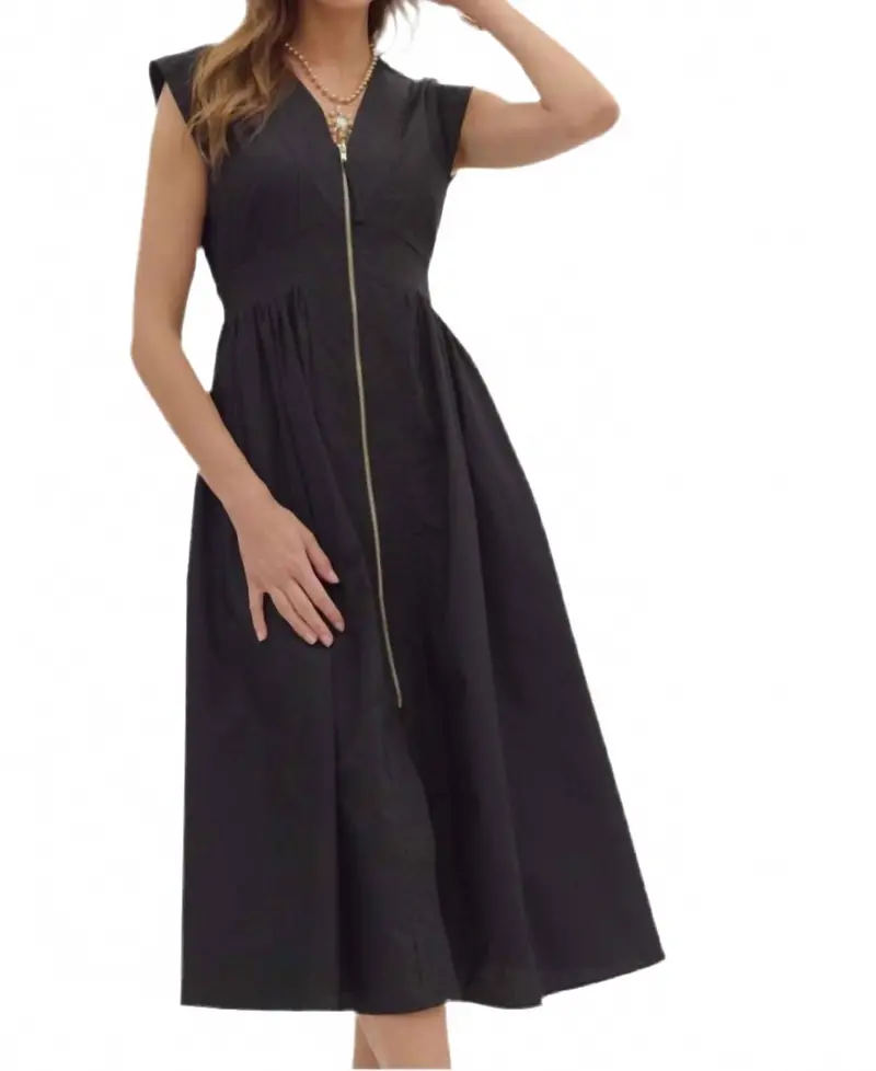 Effortless Luxe Midi Dress In Black 1