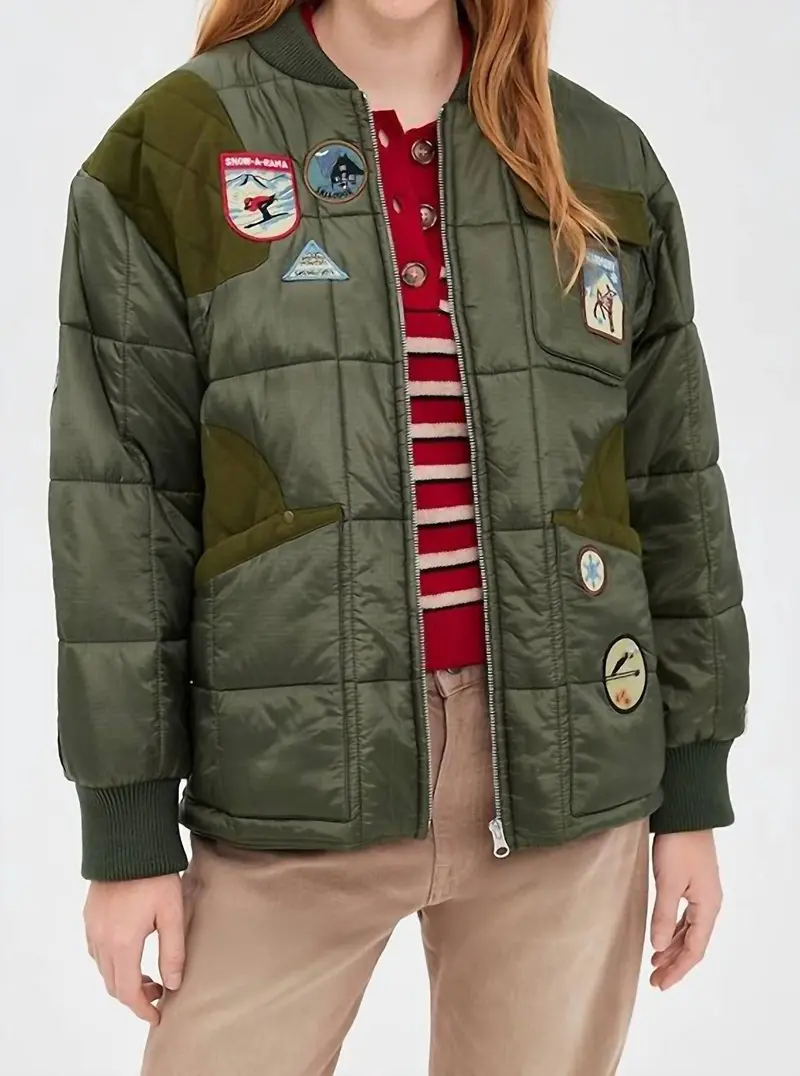 Eira Quilted Patched Puffer Jacket In Sea 1