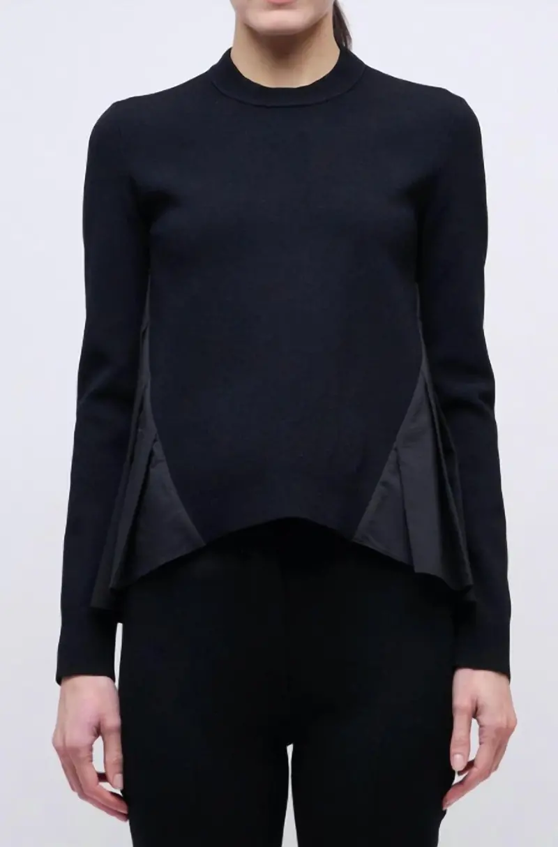 Elanore Long Sleeve Pleated Top In Black 1