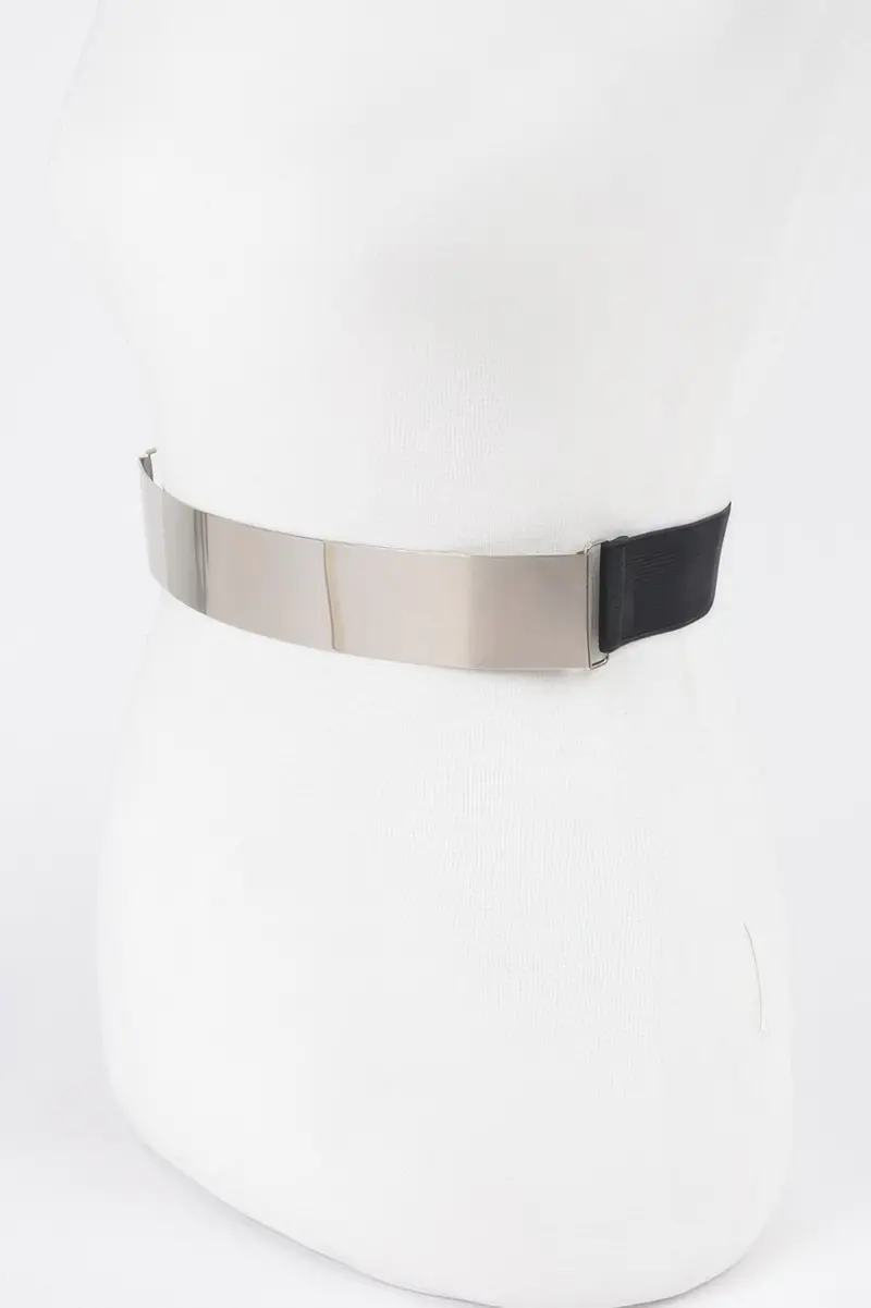 Elastic Waist Belt With Curved Metal Plate 1