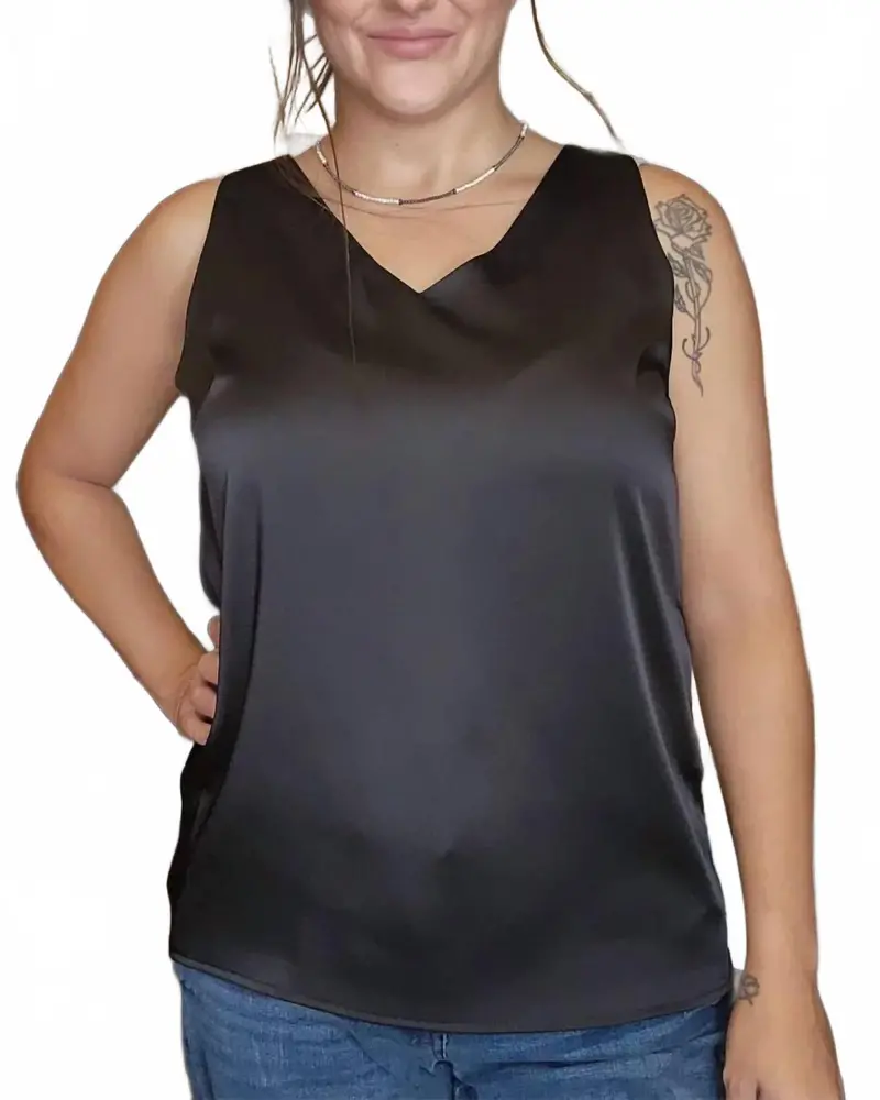 Elegant Satin Camisole Top In Black 1