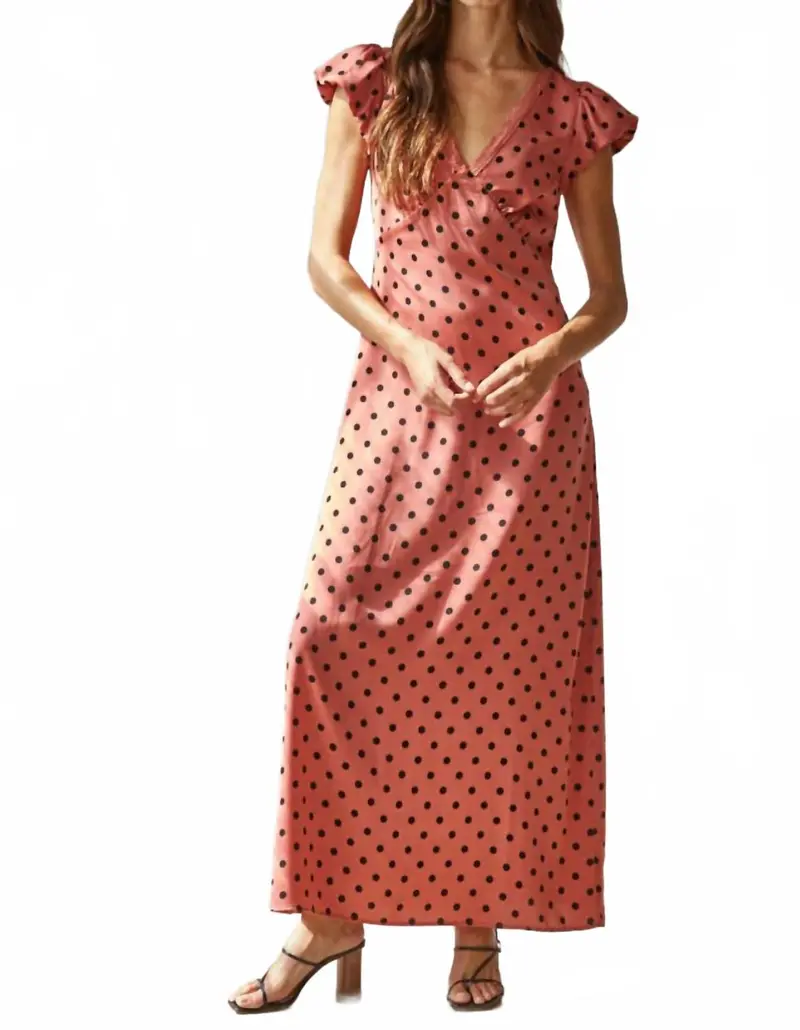 Eleine Dotted Dress In Dusty Red 1
